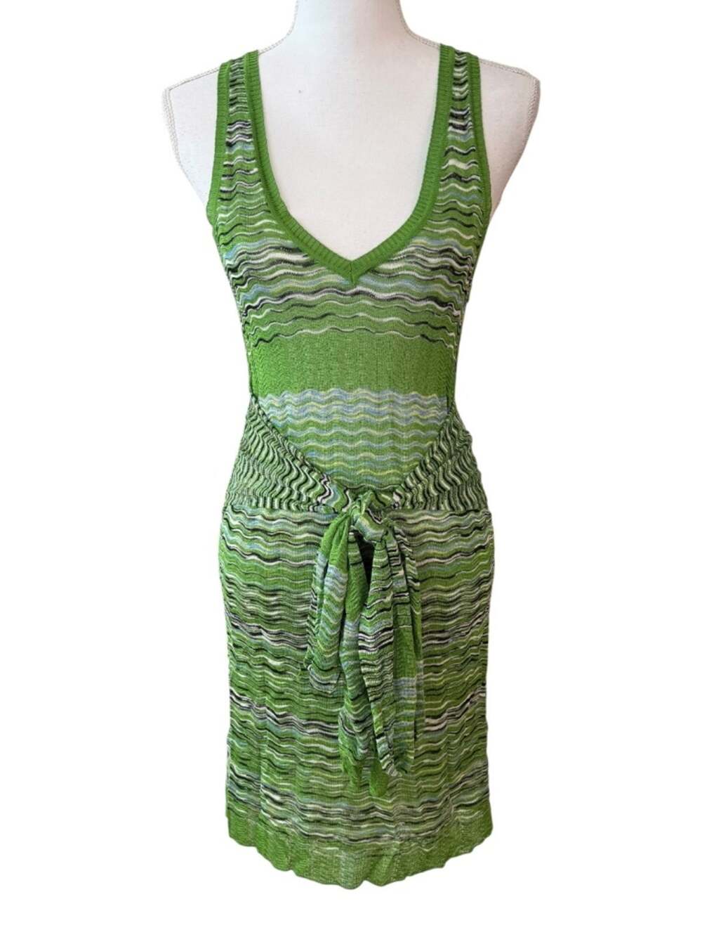 Missoni Green Wavy Striped Tank Dress Size 42 US 6